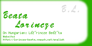 beata lorincze business card